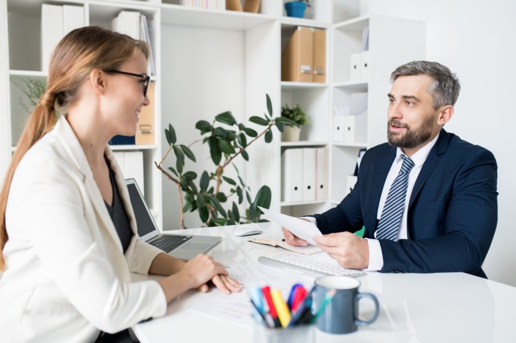 HR manager interviewing job candidate