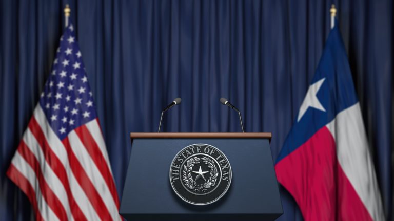 Press conference of governor of the state of Texas concept.